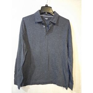 Faherty Brand Men's Long Sleeve Charcoal Gray Polo Shirt, Size Large